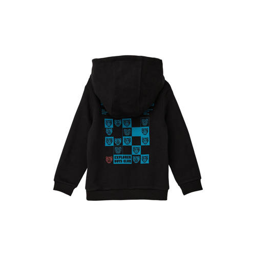 s.Oliver hoodie met backprint zwart Sweater Jongens Katoen Capuchon Backprint 92 98