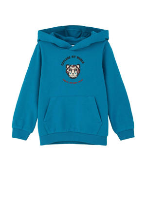 hoodie met printopdruk petrol