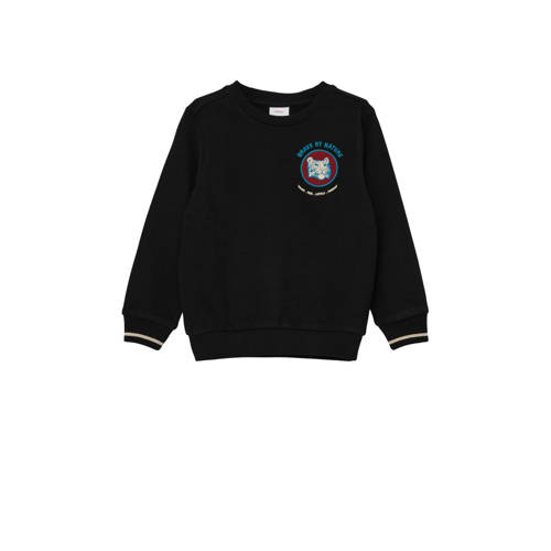 s.Oliver sweater met printopdruk zwart Printopdruk