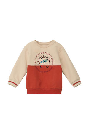 baby sweater beige/rood