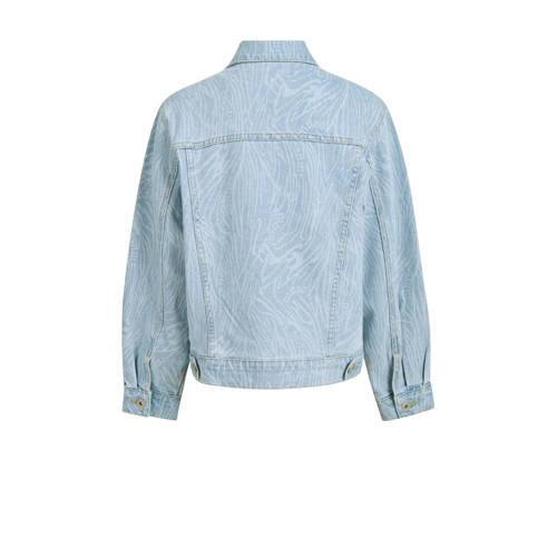 Shoeby spijkerjas met all over print light blue denim bleached Blauw All over print 98 104