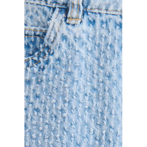 Shoeby high waist straight fit jeans met all over print light blue denim bleached Blauw 176