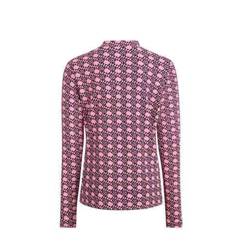 Shoeby longsleeve met all over print roze zwart Meisjes Katoen Ronde hals 98 104