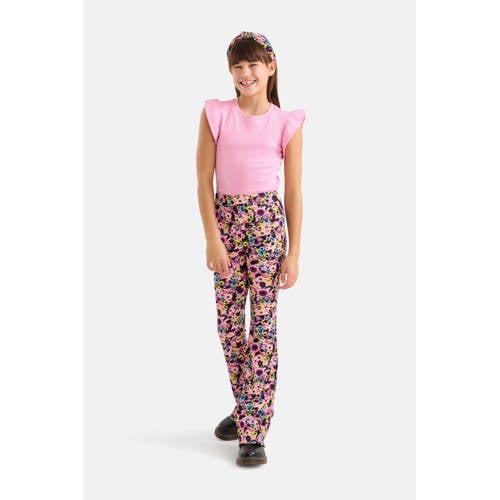 Shoeby T-shirt met ruches roze Meisjes Katoen Ronde hals Effen 98 104