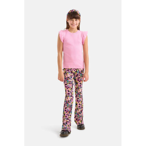 Shoeby T-shirt met ruches roze Meisjes Stretchkatoen Ronde hals Effen 98 104
