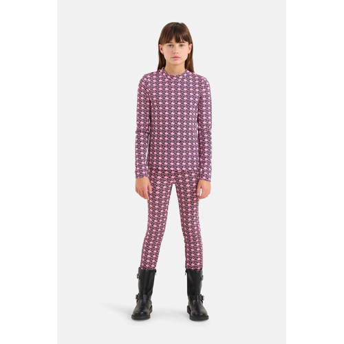 Shoeby high waist legging met all over print roze zwart Meisjes Polyester 98 104