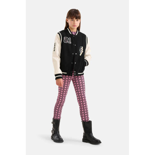 Shoeby high waist legging met all over print roze zwart Meisjes Polyester 98 104