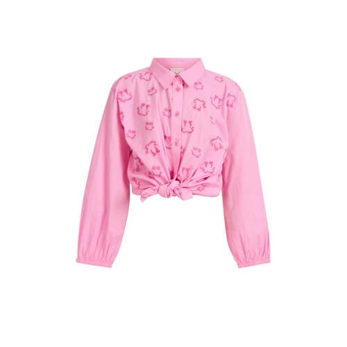 Shoeby blouse met all over print roze Meisjes Katoen Klassieke kraag All over print - 110/116