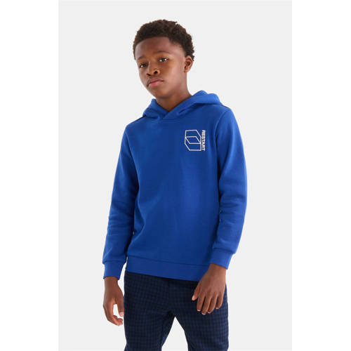 Shoeby hoodie met printopdruk kobaltblauw Sweater Printopdruk 