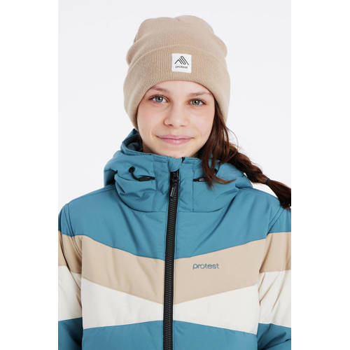 Protest ski-jack PrtSiskin blauw beige Skijack Meisjes Polyester Capuchon 128