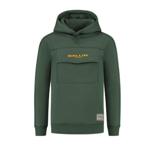 Ballin hoodie met logo donkergroen Sweater Logo
