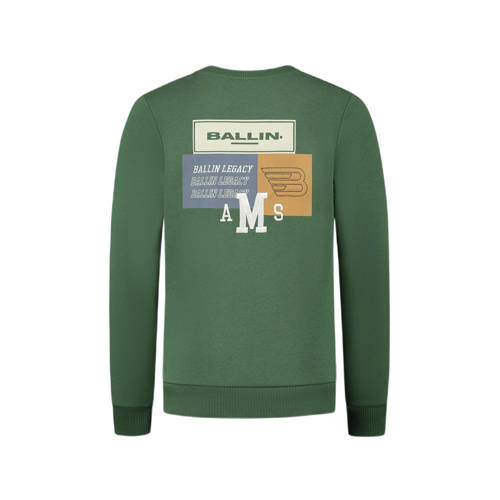 Ballin sweater met backprint mosgroen Backprint 140