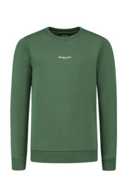 thumbnail: Groene jongens Ballin sweater met backprint, lange mouwen, ronde hals en geribde boorden