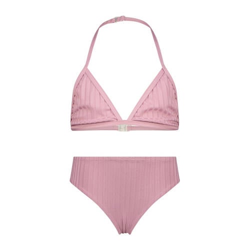 Vingino triangel bikini Zolima met ribstructuur roze Meisjes Polyester