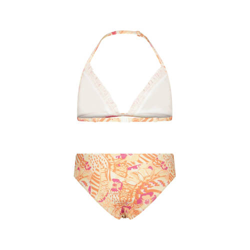 VINGINO triangel bikini Zarley met ruches oranje Meisjes Polyester All over print 104