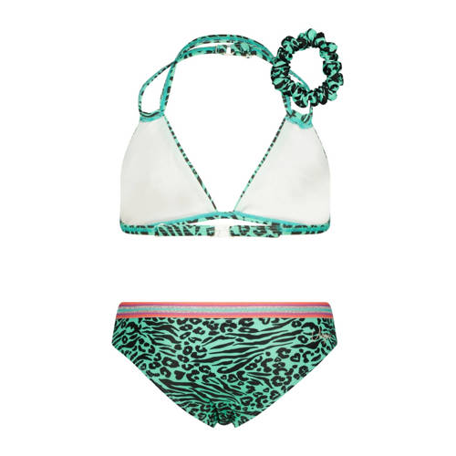 VINGINO triangel bikini Zabrina met scrunchie groen zwart Meisjes Polyester 104