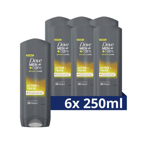 Dove Men+Care Sport Care Active+Fresh 3-in-1 douchegel - 6 x 250 ml afbeelding