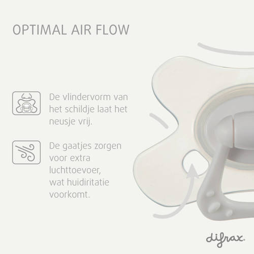 Difrax Fopspeen Grijs 6+ maand (2 stuks) | Fopspeen van