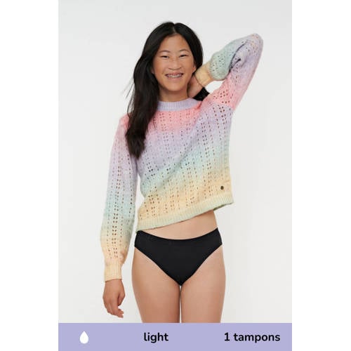 Moodies Undies menstruatieslip Light zwart Meisjes Viscose Effen 152-158
