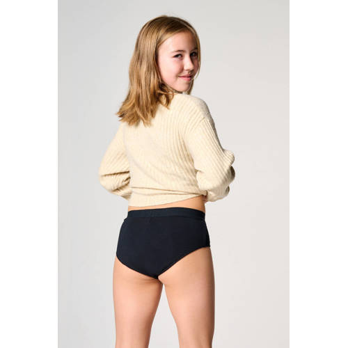 Moodies Undies hipster menstruatieslip Heavy zwart Meisjes Bamboe Effen 140-146