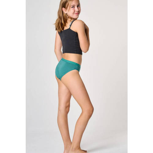 Moodies Undies menstruatieslip Medium groen Meisjes Polyester Effen 140-146