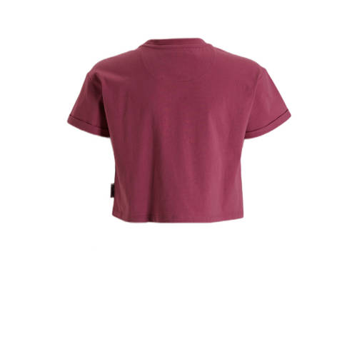 Me & My Monkey cropped T-shirt Pammy met tekstopdruk donkerroze Meisjes Katoen Ronde hals 98 104