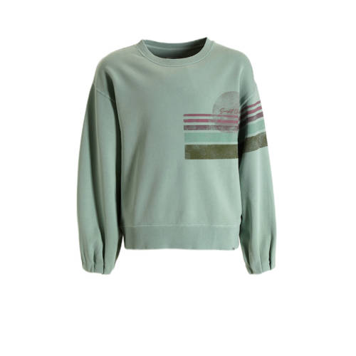 Me & My Monkey sweater Pien met printopdruk lichtgroen Trui Meisjes Katoen Ronde hals - maat 146/152 afbeelding