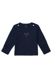 thumbnail: Blauwe jongens Noppies baby baby longsleeve Neisse van katoen met lange mouwen, ronde hals en drukknoopsluiting