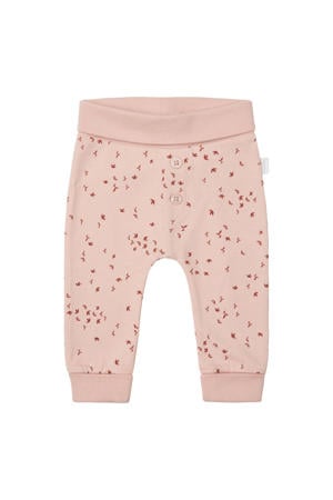 baby regular fit broek Nicea met all over print lichtroze/roze