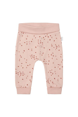 baby regular fit broek Nicea met all over print lichtroze/roze
