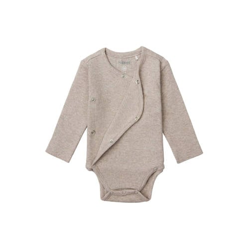 Noppies newborn romper Nino van biologisch katoen Beige Jongens Stretchkatoen V-hals 44