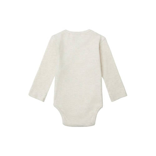 Noppies newborn romper Nono van katoen Ecru Jongens Stretchkatoen V-hals 44