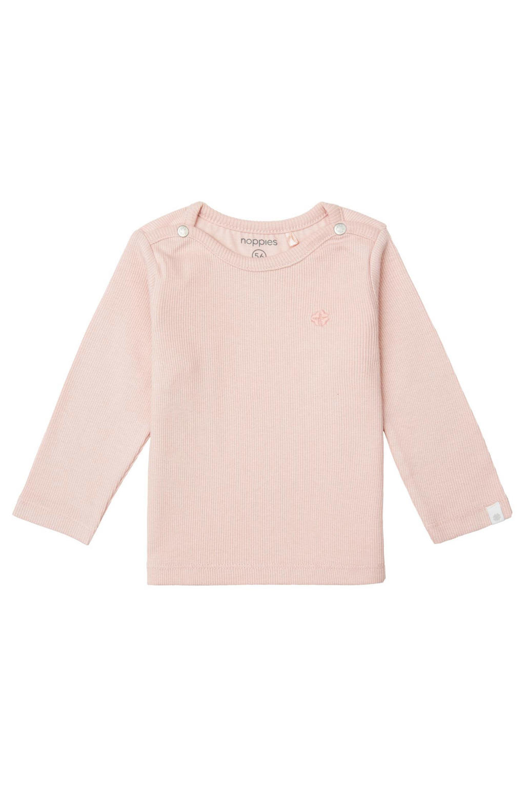 Roze meisjes Noppies baby baby longsleeve Natal van stretchkatoen met effen, lange mouwen, ronde hals en drukknoopsluiting
