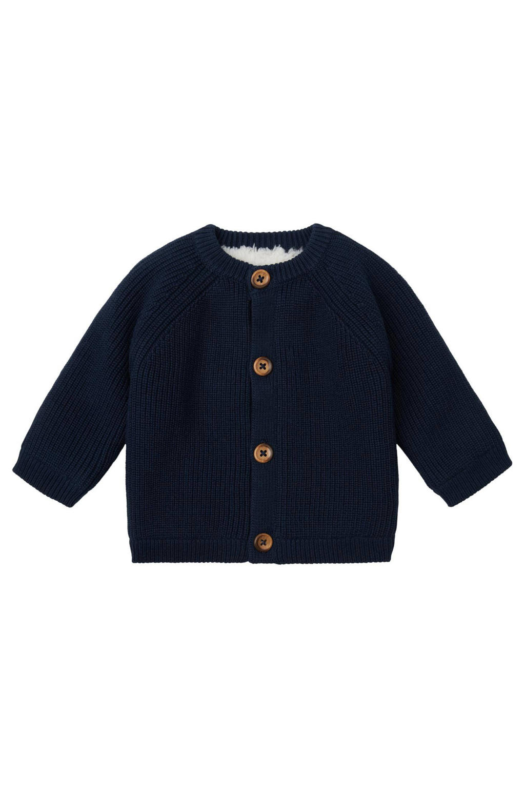 Blauwe jongens Noppies baby baby vest Nevers van katoen met effen, lange mouwen, ronde hals en knoopsluiting