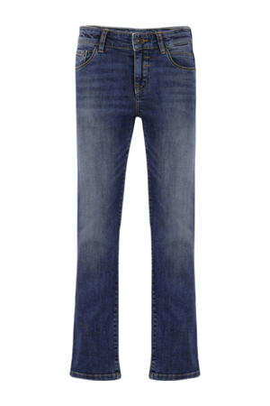 straight regular waist dark blue denim