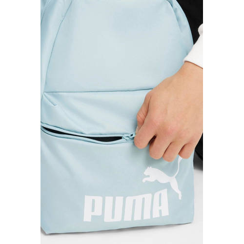 Puma rugzak Phase lichtblauw wit Polyester Logo
