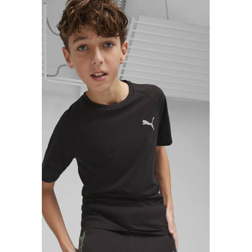 Puma T-shirt Evostripe zwart Jongens Meisjes Polyester Ronde hals Effen 128
