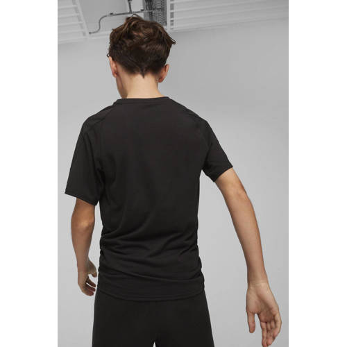 Puma T-shirt Evostripe zwart Jongens Meisjes Polyester Ronde hals Effen 128