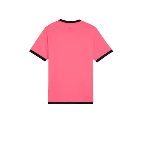 Puma voetbalshirt roze zwart Sport t-shirt Gerecycled polyester Ronde hals 128