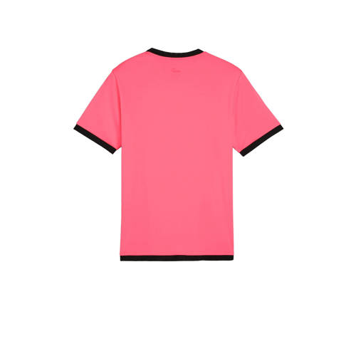Puma voetbalshirt roze zwart Sport t-shirt Jongens Meisjes Gerecycled polyester Ronde hals 176
