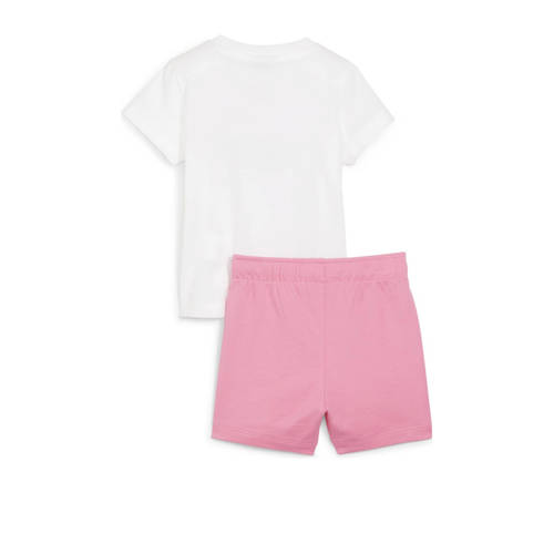 Puma T-shirt + short Minicats roze wit Shirt + broek Katoen Ronde hals 104