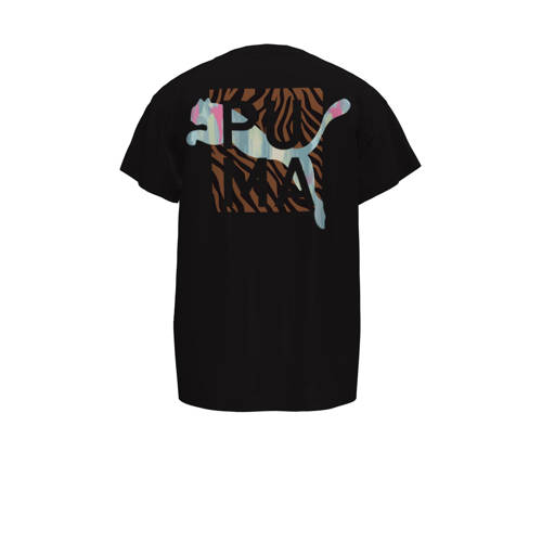 Puma T-shirts Animal Remix zwart Jongens/Meisjes Polyester Ronde hals Logo