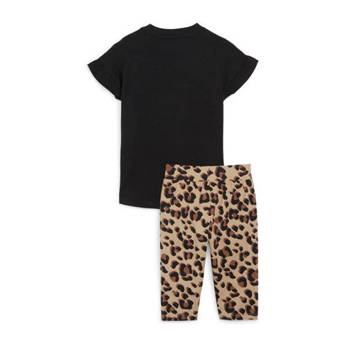 Puma T-shirt & legging Minicats Animal zwart panterprint Joggingpak Katoen Ronde hals 104
