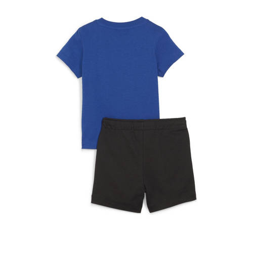 Puma T-shirt + short Minicats kobaltblauw zwart Shirt + broek Jongens Meisjes Katoen Ronde hals 98