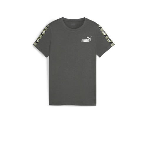 Puma T-shirt Ess Tape Camo grijs Jongens/Meisjes Katoen Ronde hals Camouflage
