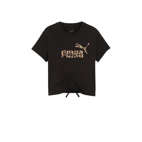 Puma T-shirt zwart Jongens/Meisjes Katoen Ronde hals Logo