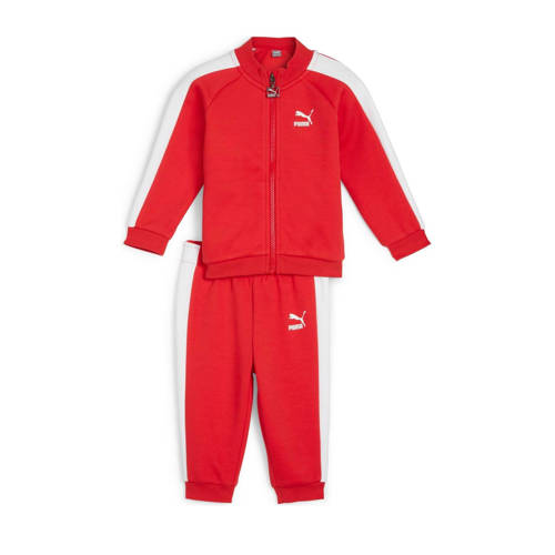 Puma joggingpak rood/wit Jongens/Meisjes Katoen Opstaande kraag Logo