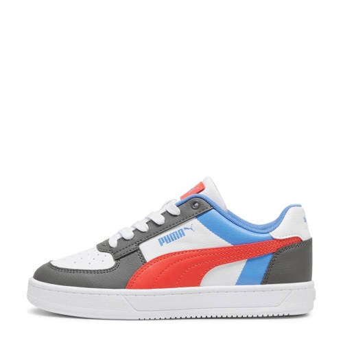 Puma Caven 2.0 Block sneakers wit/rood/blauw Jongens/Meisjes Imitatieleer