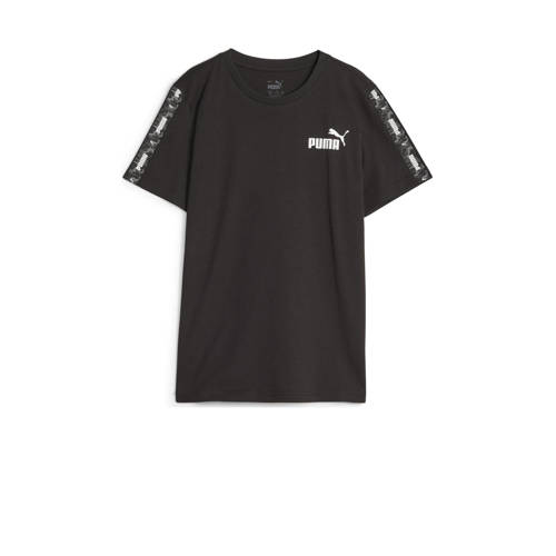 Puma T-shirt Ess Tape Camo zwart Jongens/Meisjes Katoen Ronde hals Camouflage