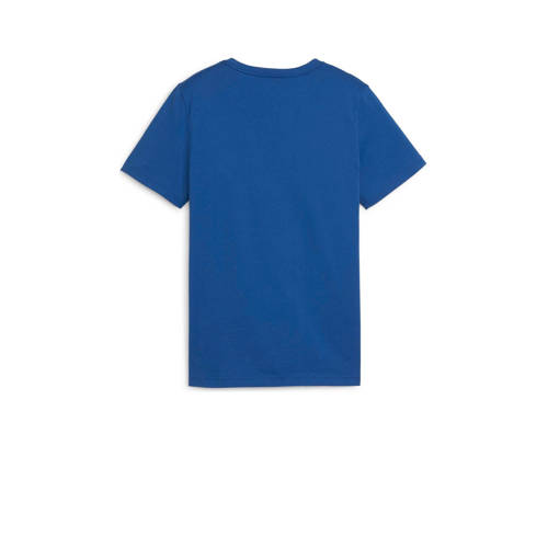 Puma T-shirt kobaltblauw zwart Jongens Katoen Ronde hals Logo 116